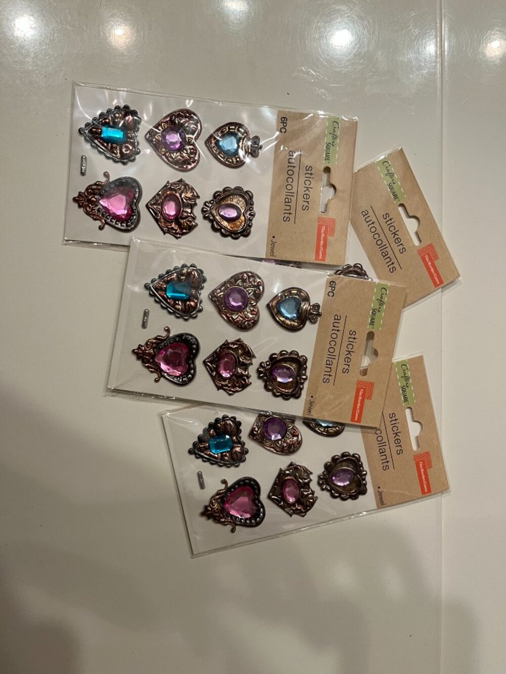 Heart Jewel Look Stickers Craft SGreat for crafts, scrapbooking & decor (4 pks) - Picture 9 of 9